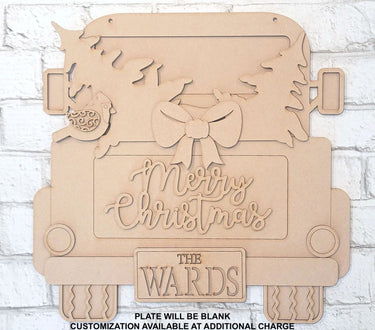 Merry Christmas Welcome Truck 3-D Layered Wood Blank
